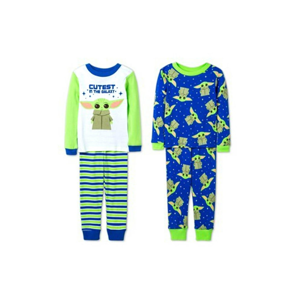 AME Sleepwear Toddler Baby Yoda 4 Piece Sleepwear Set