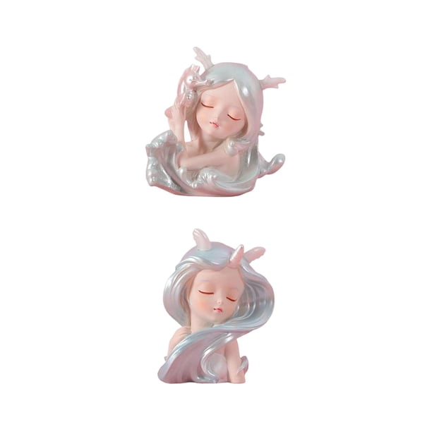 2 Figuritas de Niña Bonitas Estatua en Miniatura para Decoración Regalo de Cumpleaños