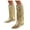 Gold, variant on Cowboy Boots For Women Low Heel Sparkly Tassels Pointed Toe Knee High Western Cowgirl Booties