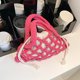 thumbnail image 5 of Bolsa A Cuestas Nuevo Bolso de paja de hilo de algodón Lindo para mujeres / niñas Mini Bolso con asa superior (rosa), 5 of 8