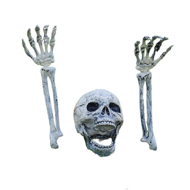 Estacas de esqueleto de miedo, adorno de mano de esqueleto realista, accesorios de Halloween, decoración para