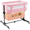 thumbnail image 4 of Nordmiex Baby Bassinet 3 in 1 Adjustable Bedside Sleeper Bed for Infant Baby with Breathable Net, Pink, 4 of 8
