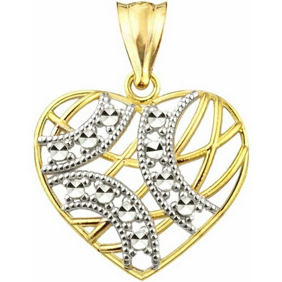 Handcrafted 10kt Diamond-Cut Heart Charm Pendant