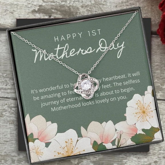 Happy 1st Mother's Day Necklace, New Mom Necklace for Women, Adults Size