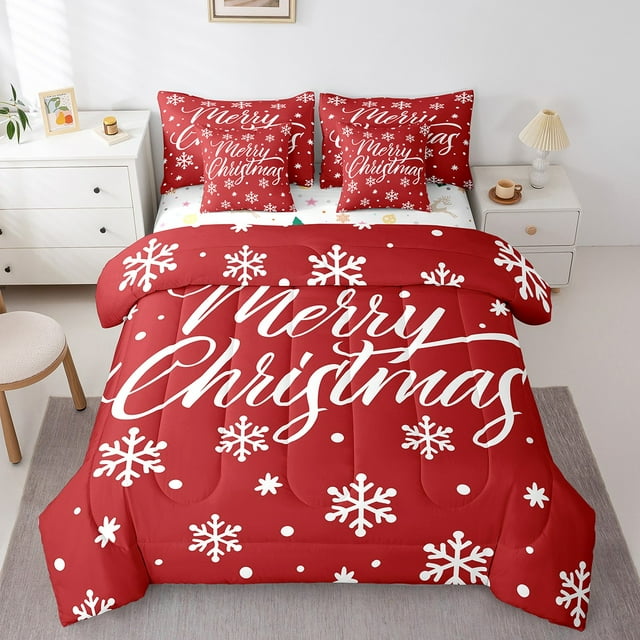 YST 7-Piece Snowflake Comforter Set, Twin – Merry Christmas Decor