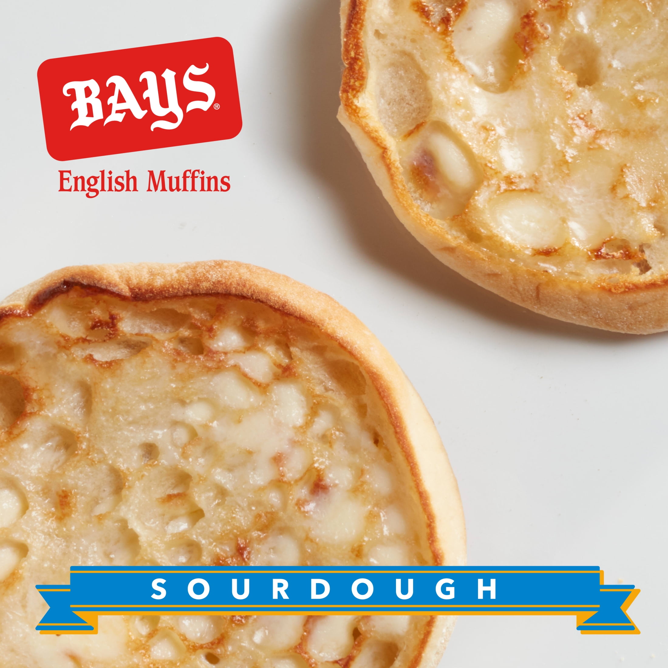 Bays Sourdough English Muffins, 6 count, Pre-sliced English Muffins, 12 oz Tray