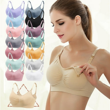 

Mlqidk Women Wire Free Feeding Nursing Pregnant Maternity Breastfeeding Bra Dark Purple M
