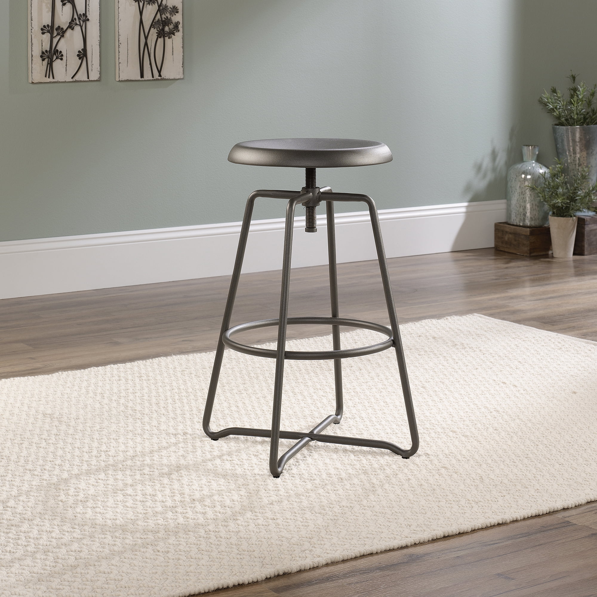 Sauder Cannery Bridge Metal Adjustable Stool, Gray