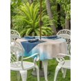 thumbnail image 3 of Outdoor Tablecloth with Umbrella Hole for Patio/Picnic/Party/Camping, Blue Coastal Waterproof Table Cloth Round Cover Washable, Beach Nautical Seaside Ocean Beige (Dia 60"), 3 of 9