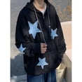 thumbnail image 4 of ZHaobin Men's Star Patch Zip Up Hoodie for Men Oversized Y2k Sweatshirt Jacket E-Girl 90s Pullover Streetwear (GRAY,M), 4 of 6