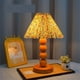thumbnail image 4 of Mesita de noche de madera retro for dormitorio, lámpara de mesa con pantalla plisada floral, 4 of 4