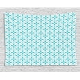 thumbnail image 1 of Contemporary Tapestry, Vertical Wavy Lines with Flowers Fresh Spring Season Themed Tile, Wall Hanging for Bedroom Living Room Dorm Decor, 60W X 40L Inches, Turquoise and White, by Ambesonne, 1 of 2