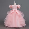 thumbnail image 5 of HJYCHN Dresses for Girls Short Puff Sleeve Long Formal Dress with Embroidered Bodice and Ribbon for Girls' Dresses 4-5 Years, 5 of 9