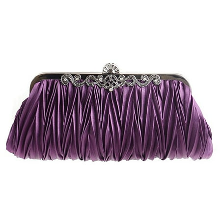 Sold Womens Satin Evening Clutch Wedding Party Purse Cocktail Handbags (Purple)