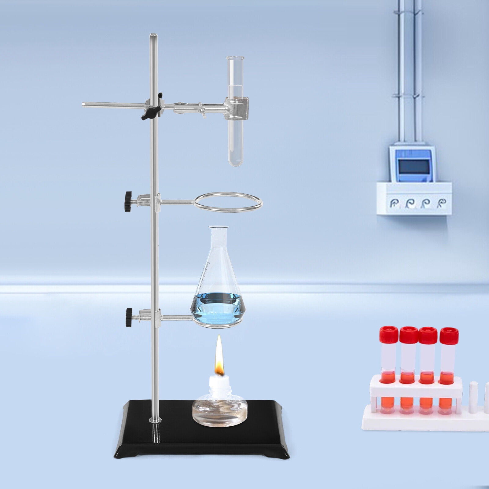 50cm Lab Stand Support Platform 2-Ring Condenser Clamp Stands Chemistry Holder