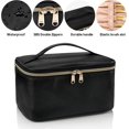 thumbnail image 3 of Portable Cosmetic Bag with Makeup Brush Organiser Make up Case Water-Resistant Toiletry Bag for Women Travel Essentials, 3 of 5