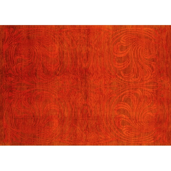 Ahgly Company Indoor Rectangle Oriental Yellow Industrial Area Rugs, 7' x 9'