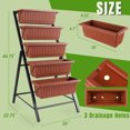 thumbnail image 2 of Homdox 3.74FT Vertical Raised Garden Stand, 5 Tiers Vertical Garden Planter with 4 Hooks, 23"L*26"W*45"H Garden Raised Stand, Indoor Outdoor Flower Planter Raised Bed for Garden Patio Yard, Brown, 2 of 6