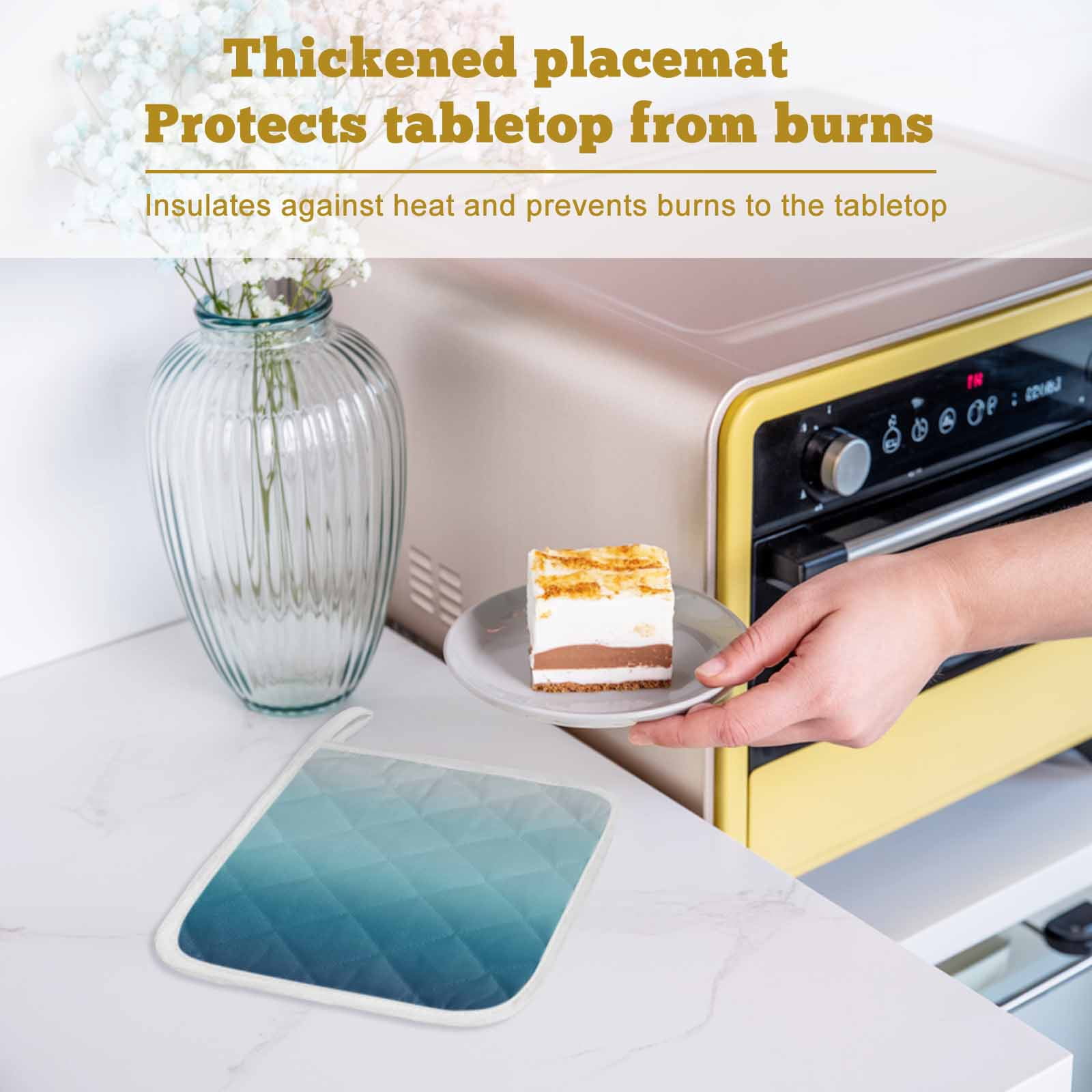 Navy Blue Ombre Pot Holders for Kitchen Heatproof Potholder, 4 Pack Teal White Gradient Modern Abstract Art Hot Pads Multipurpose Oven Pads Cloth Potholders Trivet for Cooking and Baking