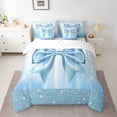 thumbnail image 2 of Manfei Blue Bowknot Bedding Comforter Set 7pcs, Glitter Stars Print King Bedding Sets, 2 of 7