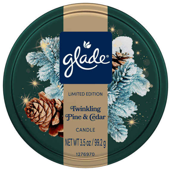 GLADE® TIN CANDLE - TWINKLING PINE & CEDAR 3.5OZ