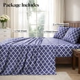 thumbnail image 4 of Lux Decor King Sheets Set 4 Piece - Quatrefoil Pattern, Ultra Soft Polyester Sheet Deep Pocket Fit, Wrinkle Free, Breathable & Fade Resistant OEKO-TEX Certified, Navy Blue, 4 of 11