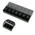 thumbnail image 3 of Unique Bargains 1 Pc 14 Grids Double Row Pill Box for Travel Large Black Clear, 3 of 6