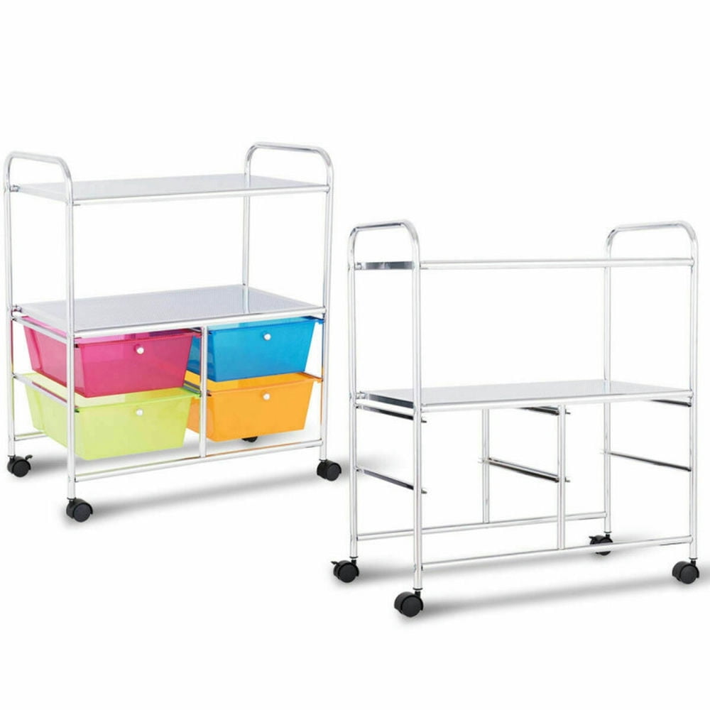 Demi Bonn 4 Drawers Shelves Rolling Storage Cart Rack with 4 Universal Casters, Transparent Multicolor