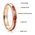 thumbnail image 5 of NUNCAD 4mm Rose Gold Tungsten Carbide Ring Hawaiian Koa Wood Inlay Polished Wedding Band, 5 of 5