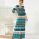 thumbnail image 2 of NUEVO vestido bohemio elegante con estampado floral, maxivestido largo con escote en V, vestidos hippies para mujer 2017, ropa de marca bohemia informal, Boho XXXL, 2 of 5