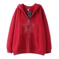 thumbnail image 1 of Sudadera con capucha y cremallera con estampado de estrella de cinco puntas Harajuku gótica de hip-hop oscuro para hombres y mujeres, chaqueta Harajuku, sudadera, 1 of 4