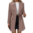 thumbnail image 4 of Trench Coat Women Double Wool Blend Overcoat with Notch Lapel Design Lined Peacoat Womens Coat (RD2 XL), 4 of 5