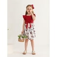 thumbnail image 4 of Toddler Baby Girls Dresses Butterfly Floral Ruffled Princess Seaside Beach Dress Outfits Red 18-24 Months, 4 of 6