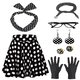 thumbnail image 2 of Disfraces de los años 50 para mujer, falda de línea A de punto negro retro de los años 50 con accesorios, traje de Halloween, disfraces de cosplay, 2 of 5