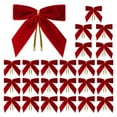thumbnail image 4 of Shoreew 12/24Pcs Red Small Velvet Christmas Bows DIY Gift Wrapping Crafts Red Christmas Bowknot Wedding Party Decoration, 4 of 7