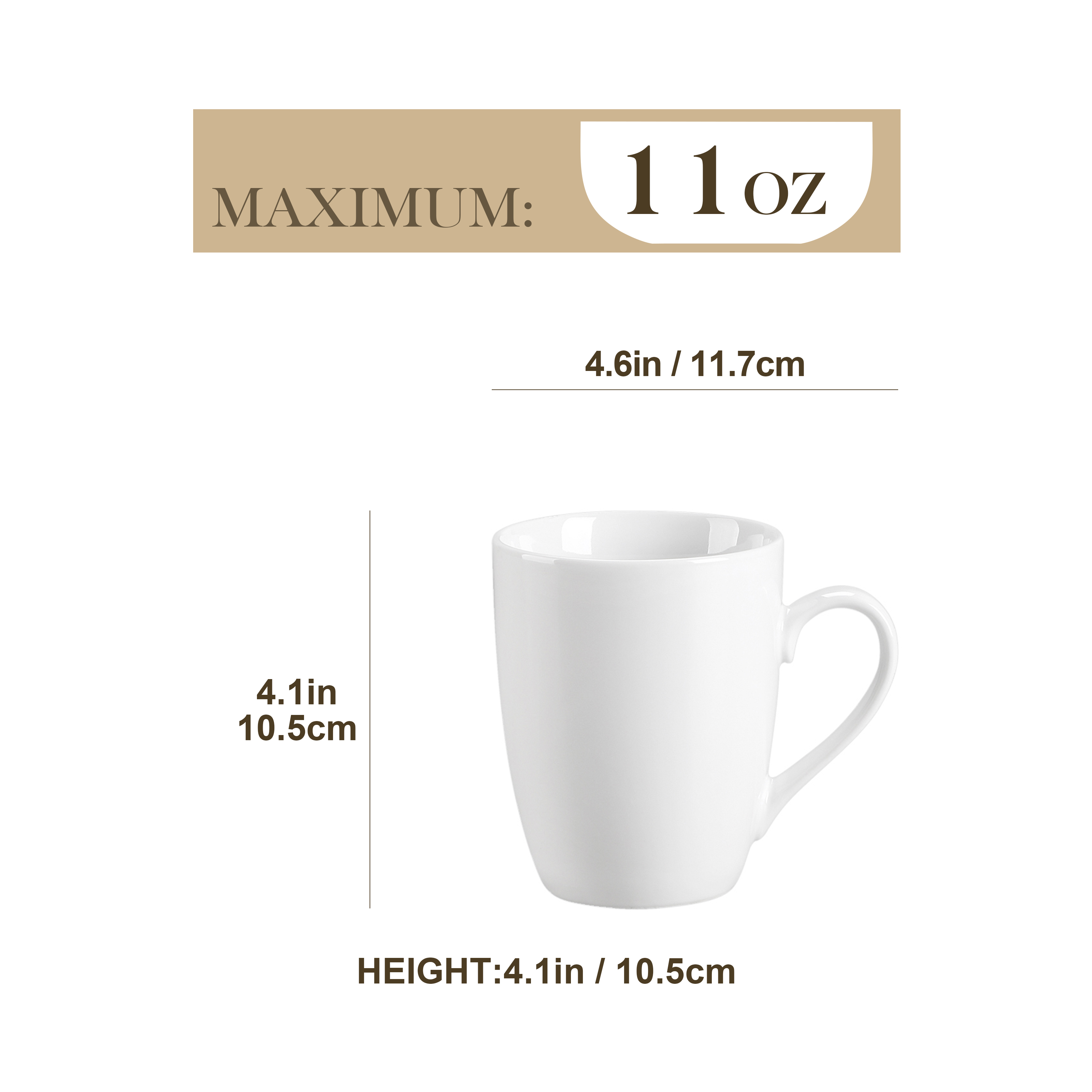 Vancasso 11 oz Ceramic Coffee Mugs, Set of 6, White photo 2