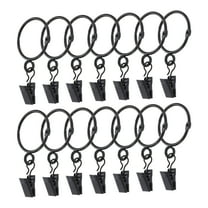 14 Pcs Drapery Curtain Rings with Clip 1.3-Inch Black Metal Openable Hangers