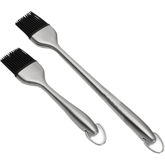 Cepillo para untar salsa de silicona, mangos de acero inoxidable de primera calidad, apto para lavavajillas y resistente al calor, juego de 2