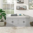 thumbnail image 2 of MODERNLUXE 42.7" Shoe Bench with 4 Doors, Wood Storage Shoe Rack with Removable Cushion and Adjustable Shelves for Living Room,Entryway,Grey Wash, 2 of 8