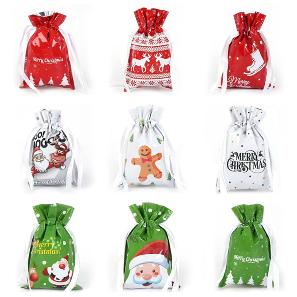 Christmas Party Gift Bags with Drawstring Xmas Gift Wrapping Bags ...