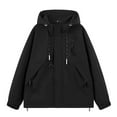 thumbnail image 3 of Wyobmus Mens Hooded Cargo Jackets Solid Color Loose Outerwear With Multi Pocket Black, 3 of 3