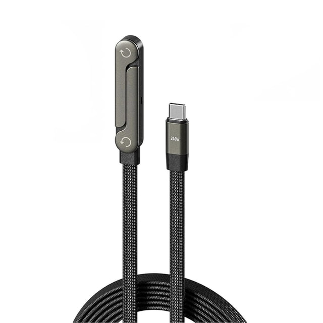 Cable de datos de carga rápida USB-C a USB-C de 240W | Diseño trenzado duradero | Soporte Plegable Integrado | Entrega de Potencia a Alta Velocidad | Compatibilidad universal | Portátil para viajar