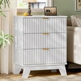 thumbnail image 3 of FANRAL Fluted Nightstand with Charging Station,Modern Bedside Table with Drawers,Wood End Table Small Dresser for Bedroom Living Room,White Night Stand, 3 of 7