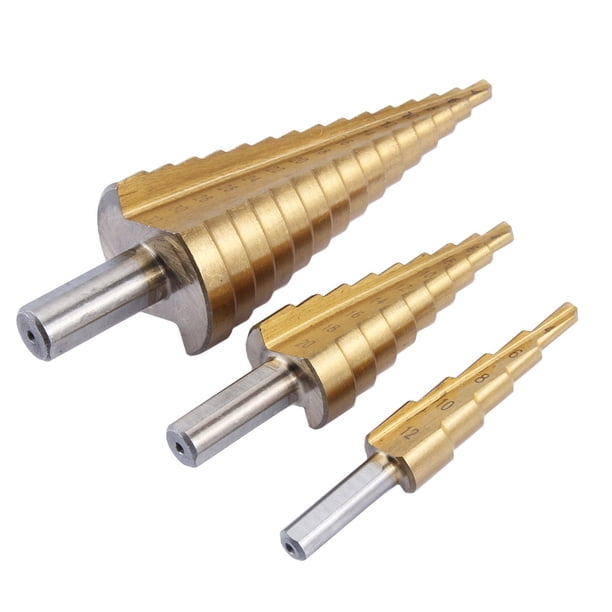 Herramientas manuales de hardware, broca escalonada de acero HSS grande de 3 piezas, broca escalonada con vástago, eficiencia óptima
