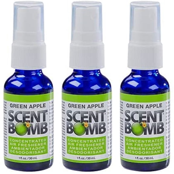 Scent Bomb Air Freshener Spray, 100 % Oil Based Concentrated Air Freshener, Air Freshener Spray for Car, Room, Bathroom and Odor Eliminator, Green Apple, 3 Pack