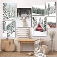 thumbnail image 2 of Pósteres de paisajes de bosque invernal, impresiones de Navidad, abeto, pino, reno, alce, lienzo, pintura, arte de pared, decoración, 2 of 5