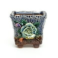 thumbnail image 6 of 7.09" Small Blue Square Footed Ceramic Planter Pot with Drainage Hole and Mesh Pad, 6 of 8