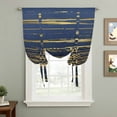 thumbnail image 2 of Blue Yellow Striped Tie Up Curtains 45 Inches Long, Kitchen Window Curtains Over Sink, Modern Abstract Art Stripes Small Window Curtains Shade Balloon Curtains Valances for Bedroom/Cafe 34"x45", 2 of 8