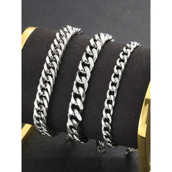 EOEMY 3Pcs Stainless Steel Bracelets For Men Chain Bracelets For Men Jewelry For Men-Default