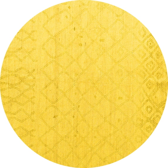Ahgly Company Indoor Round Solid Yellow Modern Area Rugs, 5' Round